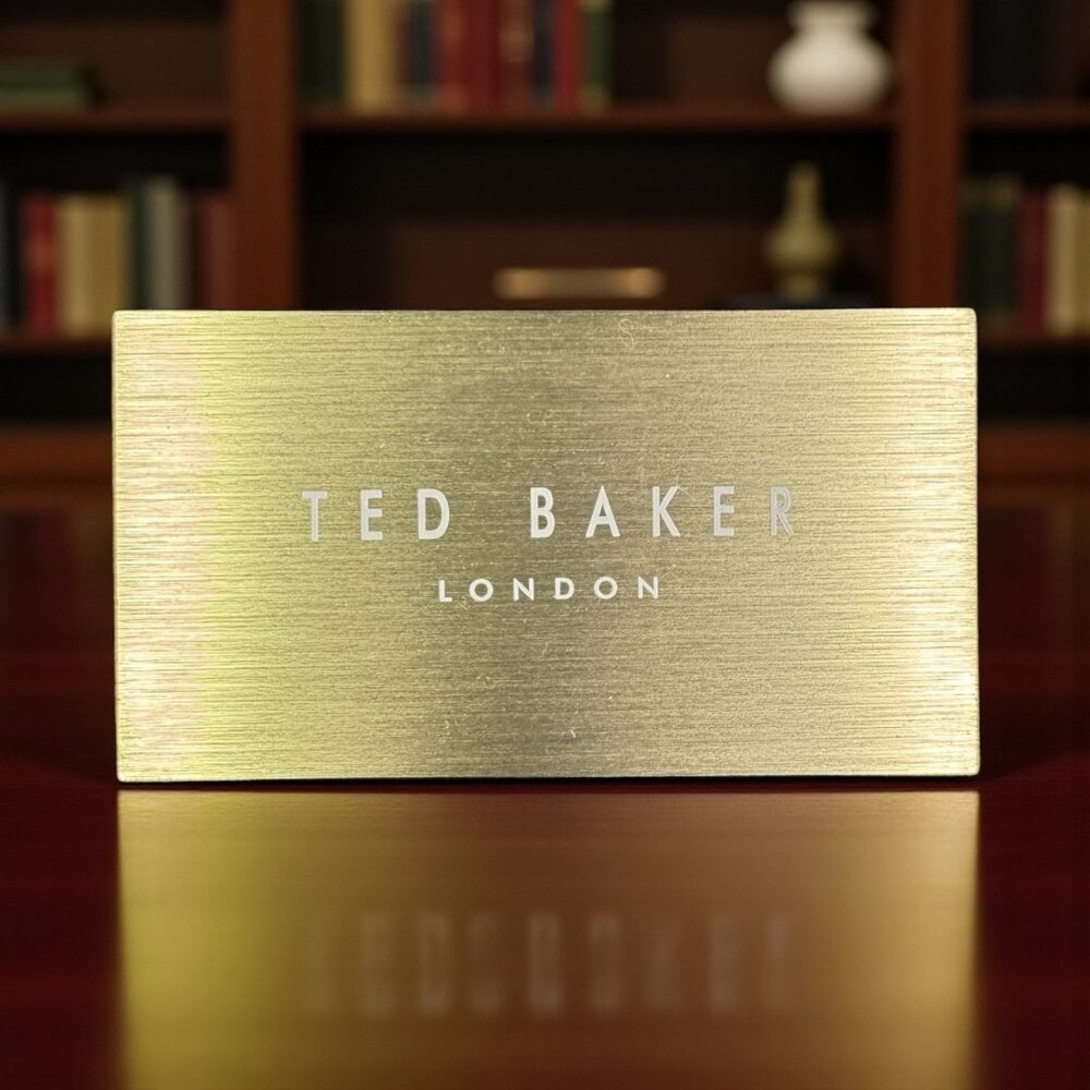 Ted Baker London Store‎ Display Plaque Sign Brushed Metallic Gold Tone Retail